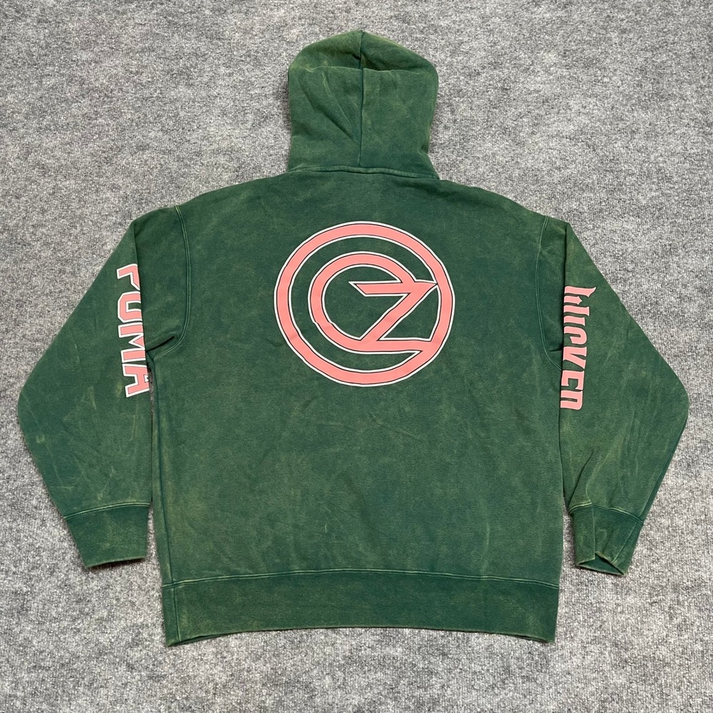 PUMA x WICKED Hoodie Womens Large Dark Myrtle Green Pink Oz Sweatshirt Acid Wash - Picture 7 of 16